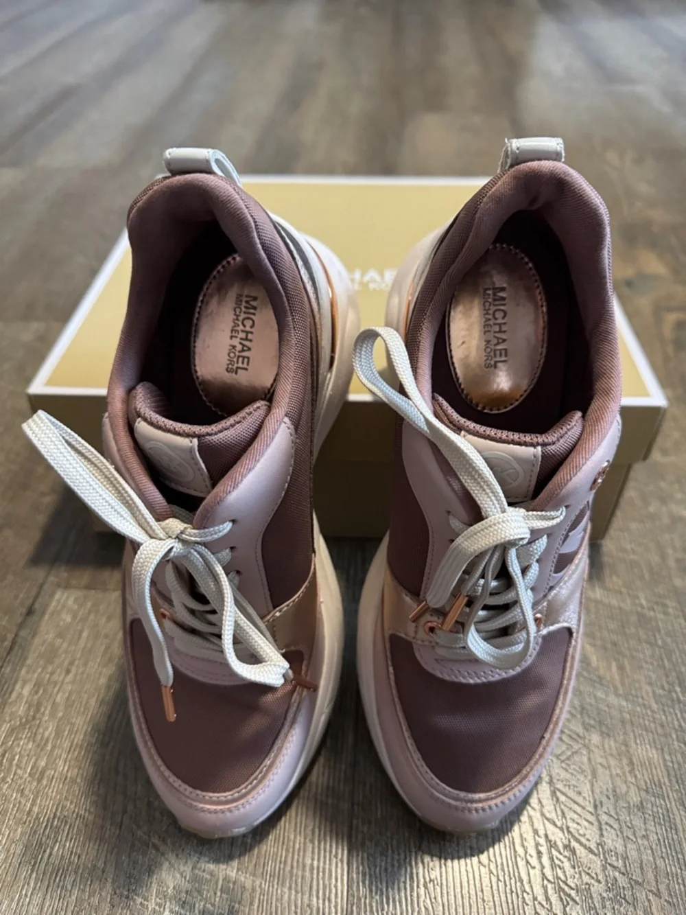 Michael Kors Rose Pink and Blush Platform Lace-Up Sneakers - Picture 5 of 15